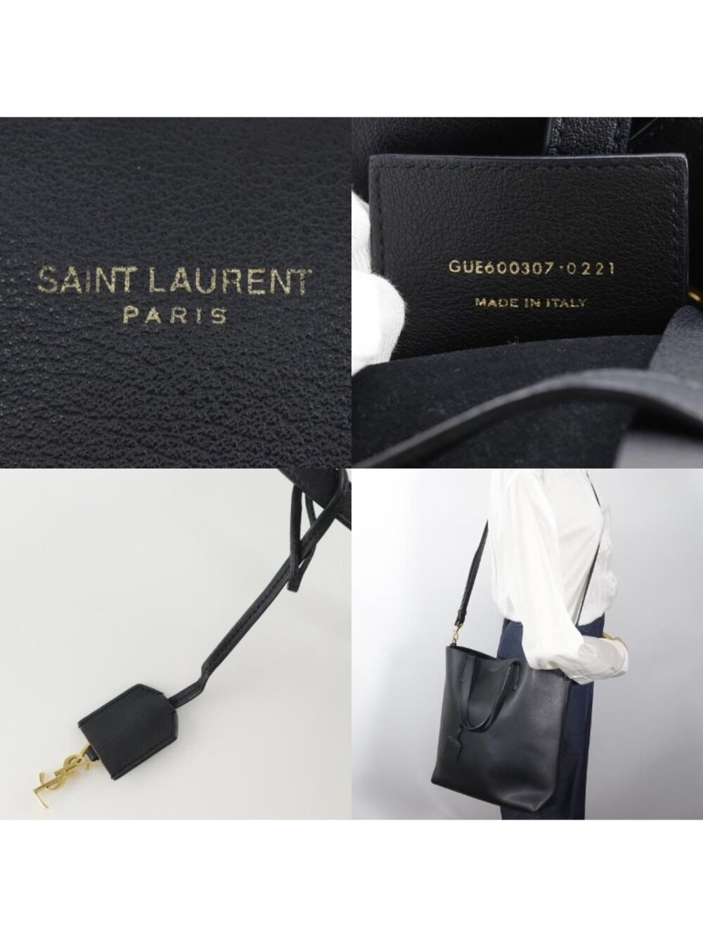 Saint Laurent Toy Shopping Tote 2-Way Shoulder Calf Black Handbag - Picture 10 of 10